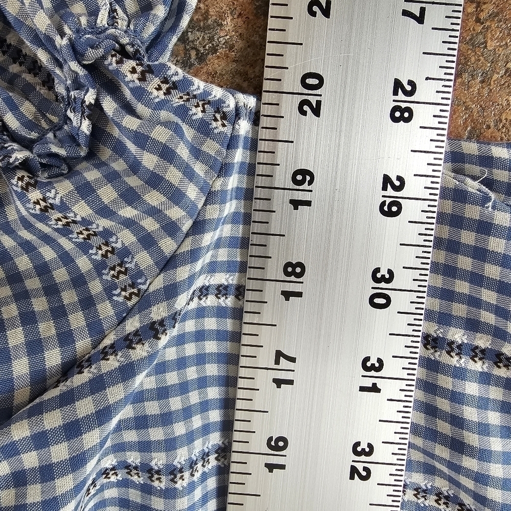 Max Studio Blue and White Gingham True Wrap Dress, Size Large - Picture 8 of 9
